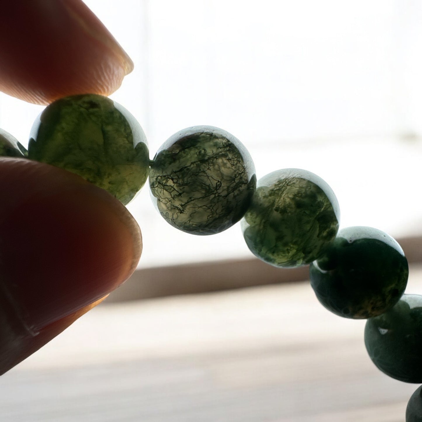 Moss Agate 12mm Bracelet