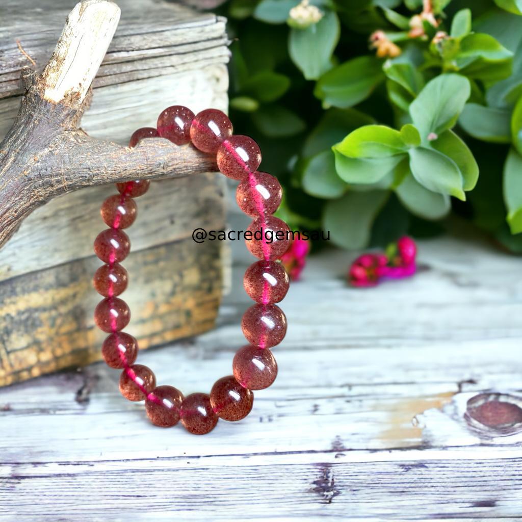Strawberry Quartz Bracelet High Grade 10mm