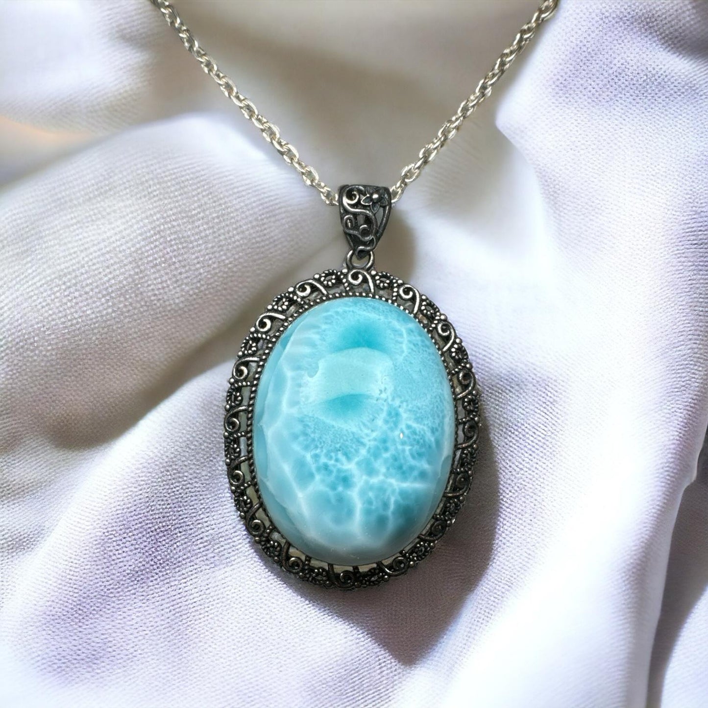 Larimar 925 Silver Pendant LM001