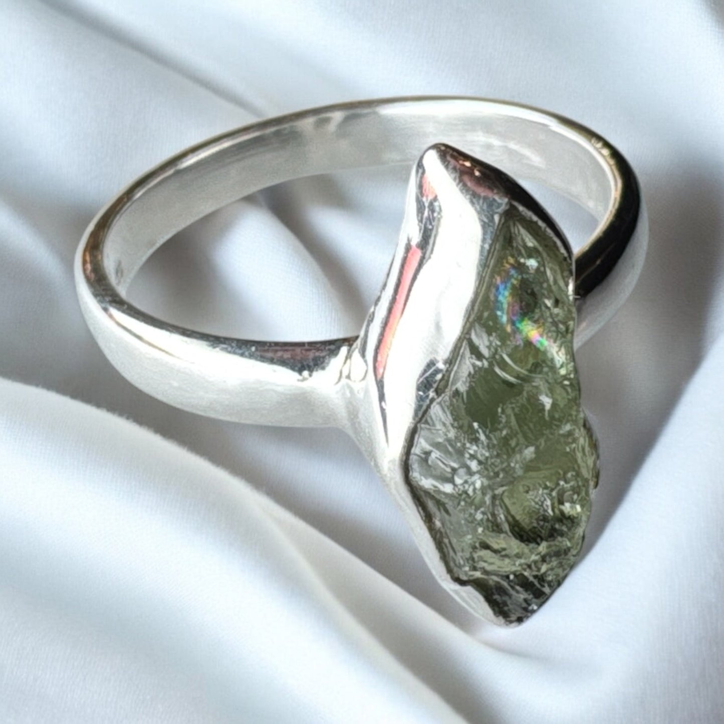 Moldavite 925 Silver Ring Size 7 MR2