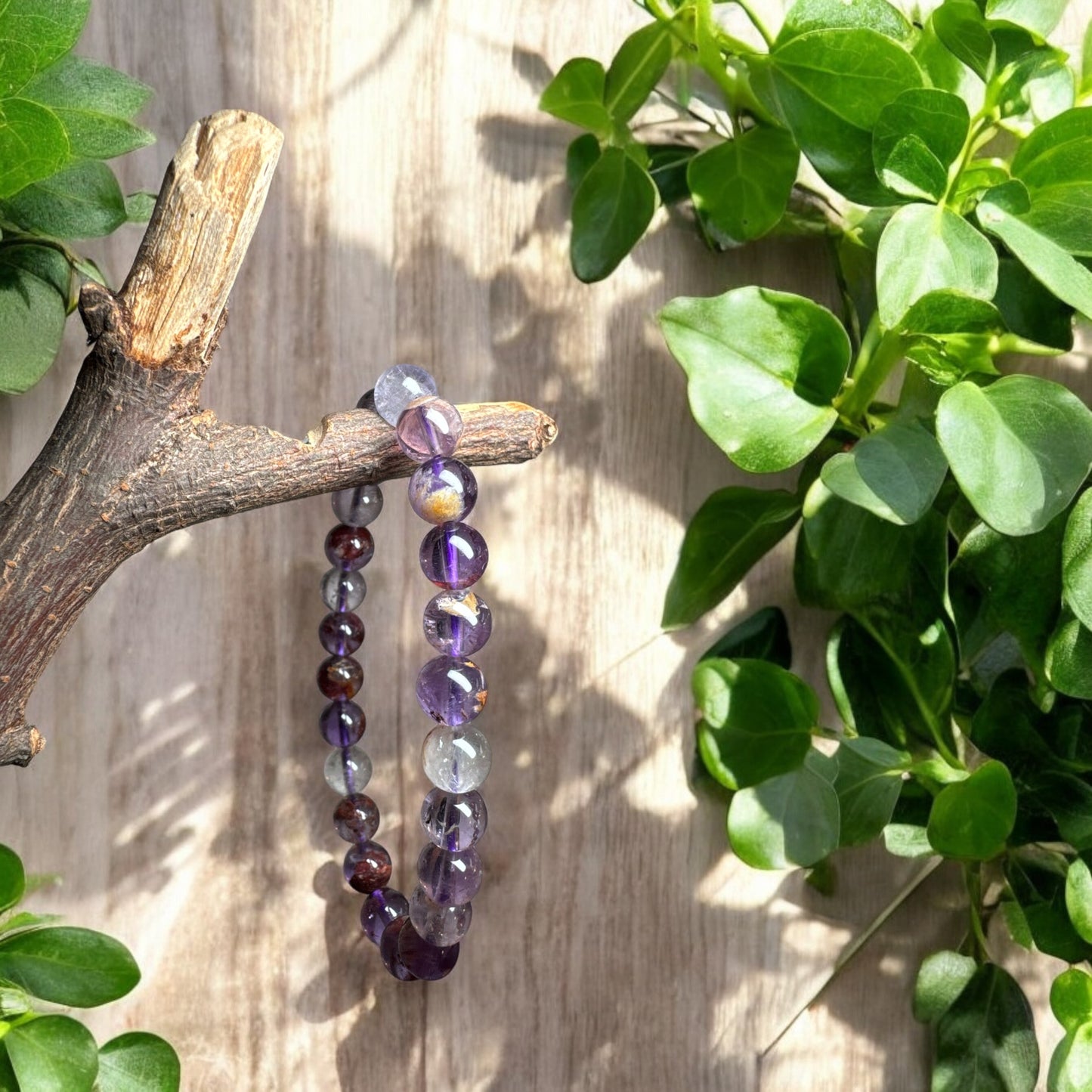 Purple Garden Quartz/Phantom Amehyst Bracelet 8mm