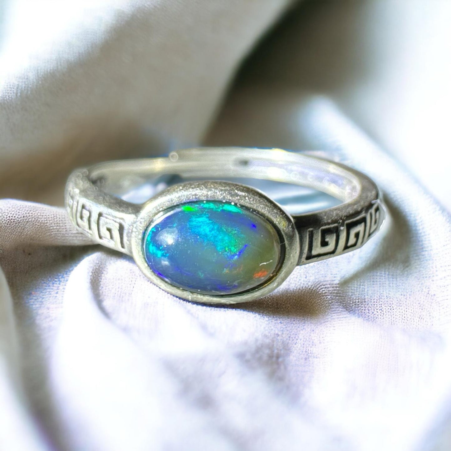 Opal 925 Adjustable Ring O03