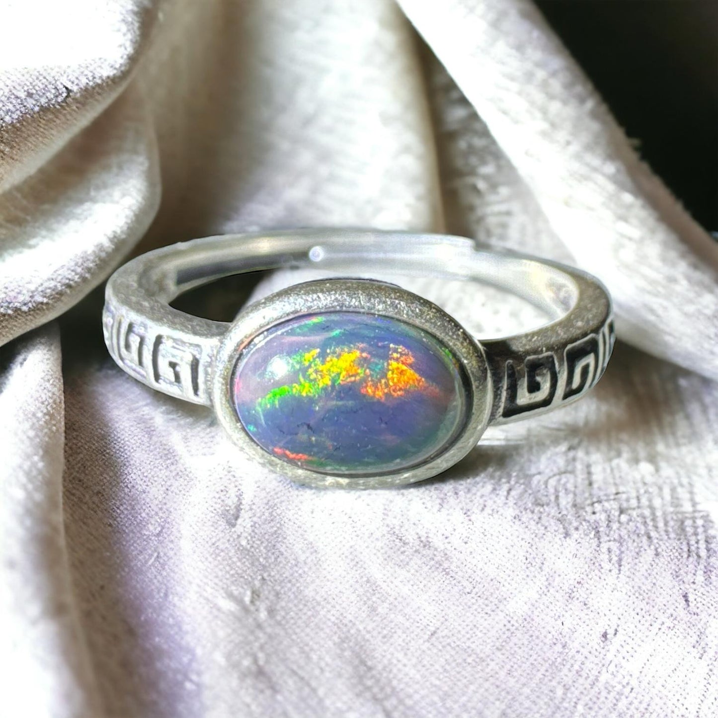 Opal 925 Adjustable Ring O02