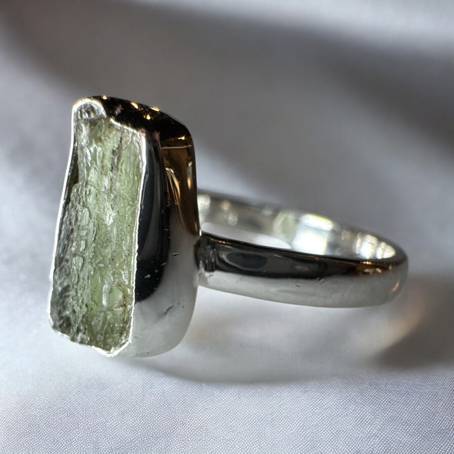 Moldavite 925 Silver Ring Size 8 MR3
