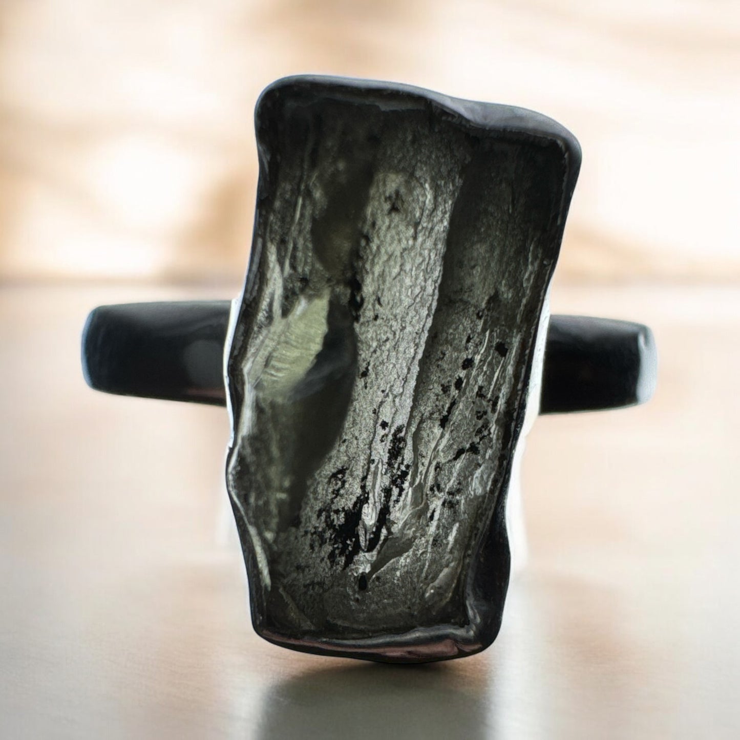 Moldavite 925 Silver Ring Size 9 MR4