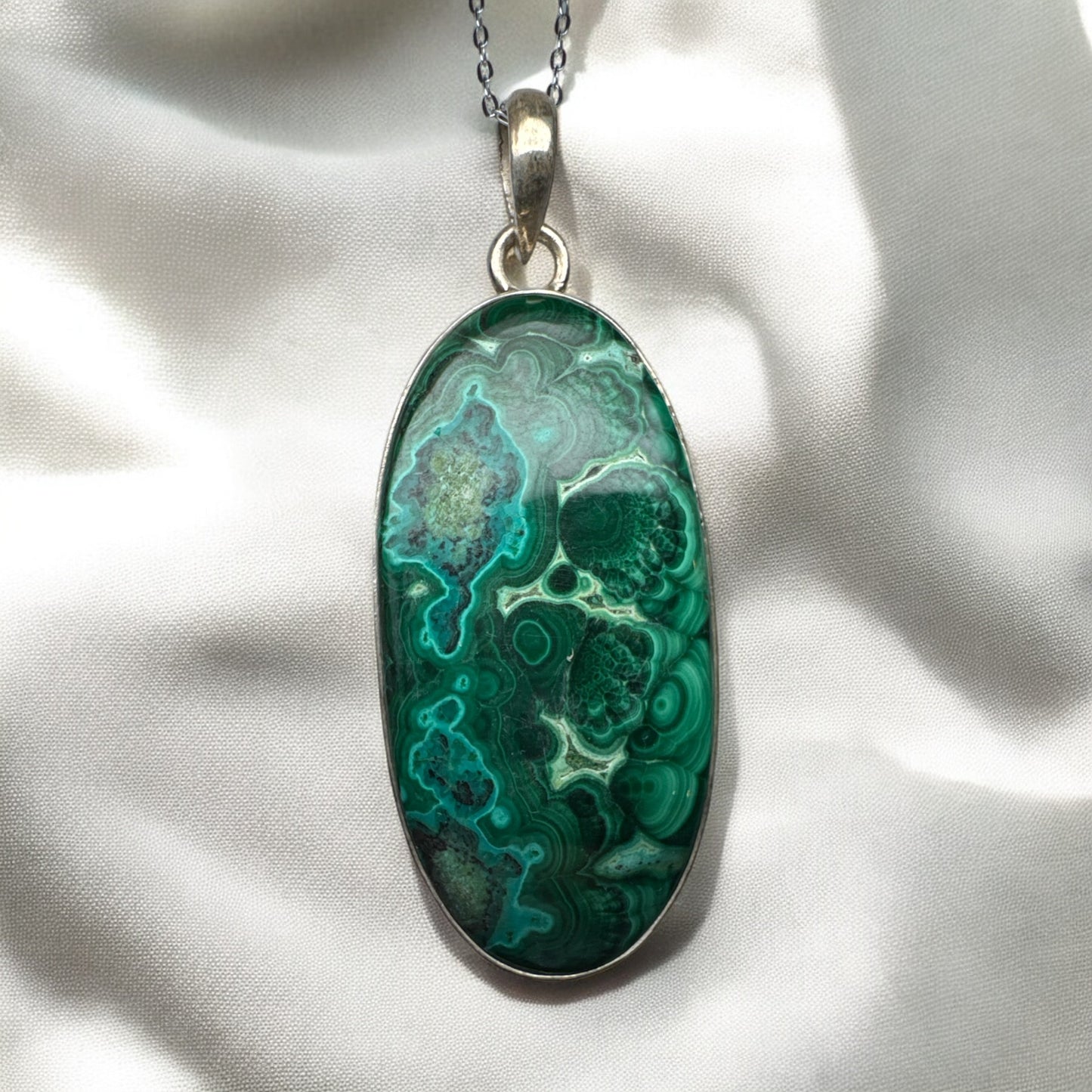 Chrysocolla Malachite 925 Silver Pendant CM1
