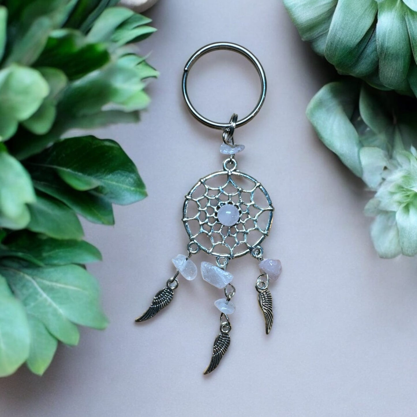 Crystal Keychain - Rose Quartz Dreamcatcher