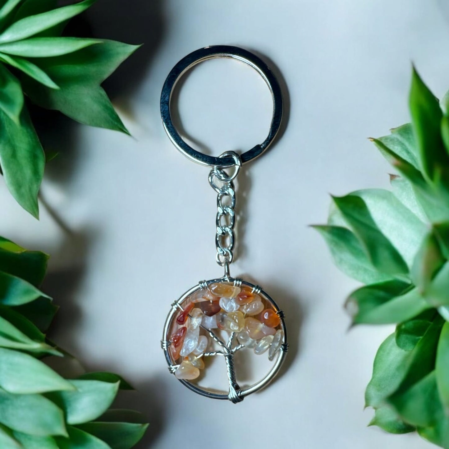 Crystal Keychain - Tree of Life (Carnelian)