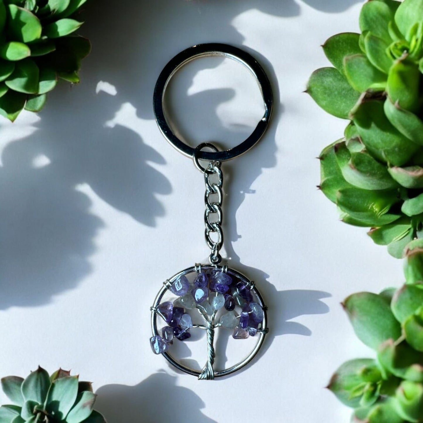 Crystal Keychain - Tree of Life (Amethyst)