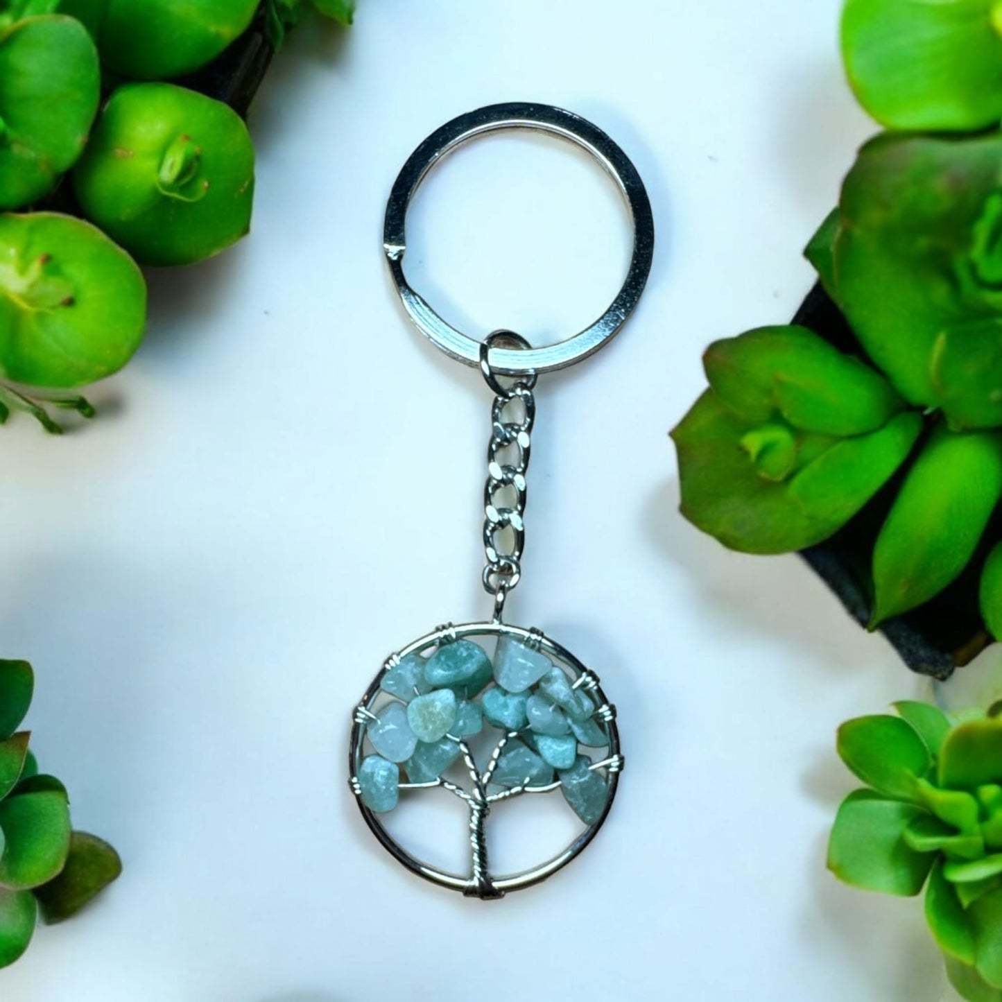 Crystal Keychain - Tree of Life (Green Aventurine)