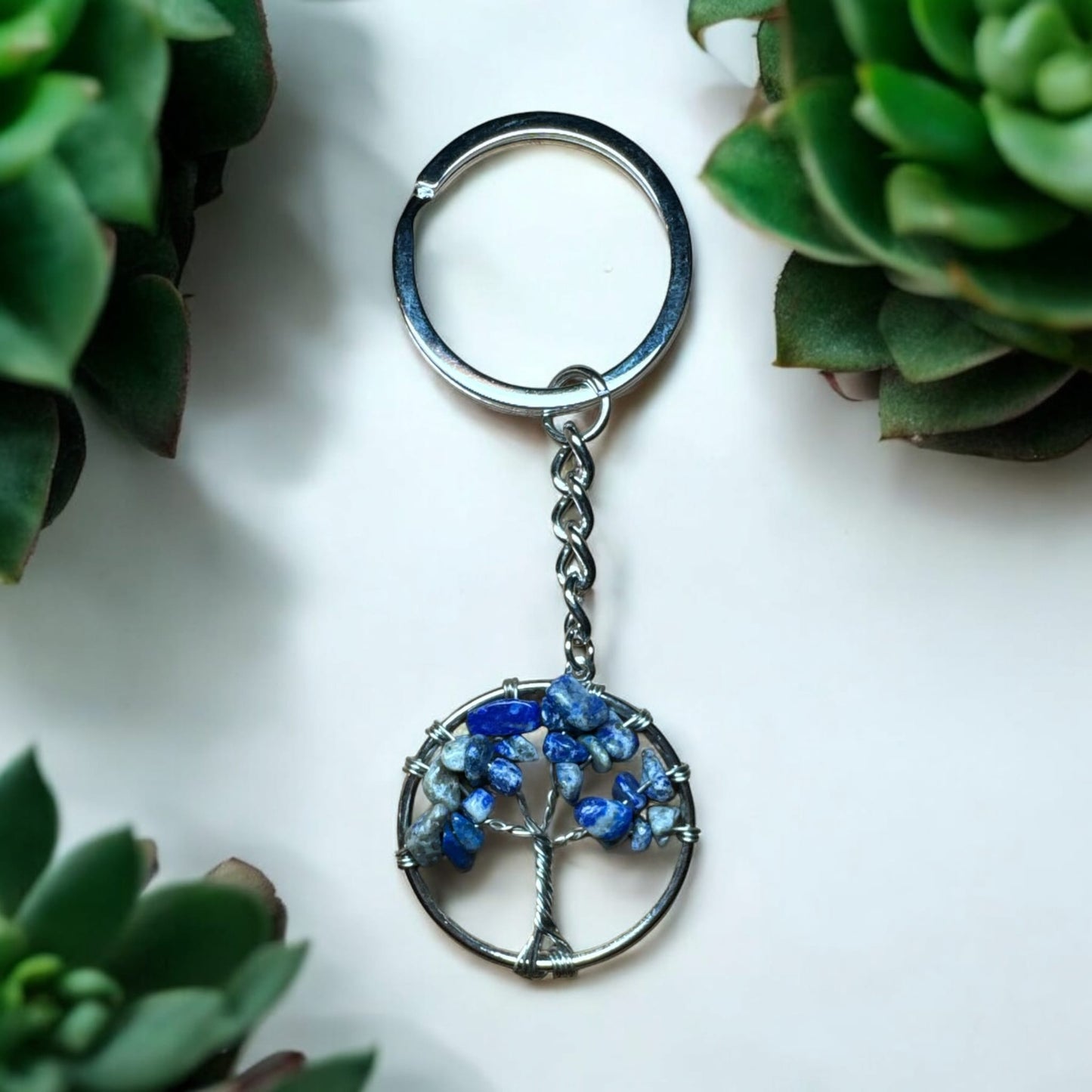 Crystal Keychain - Tree of Life (Lapis Lazuli)