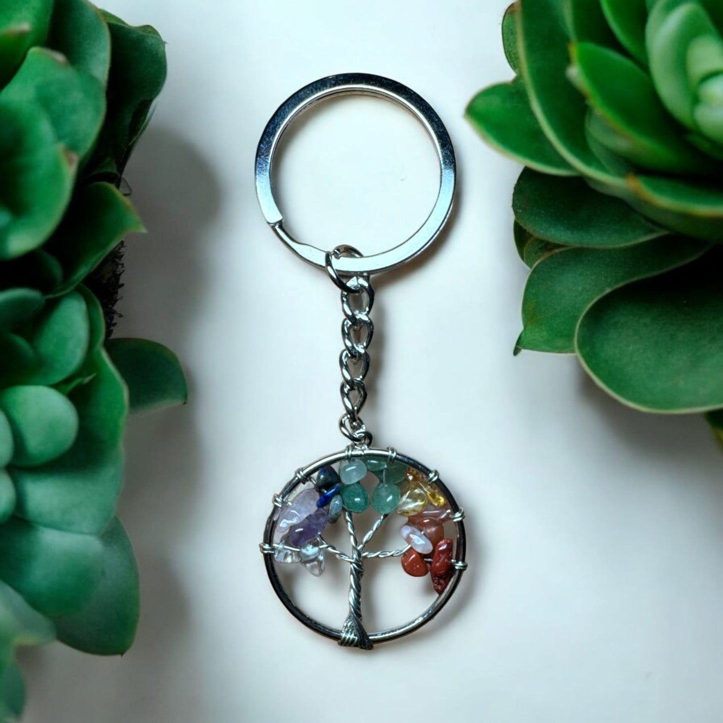 Crystal Keychain - Tree of Life (7 Chakra)