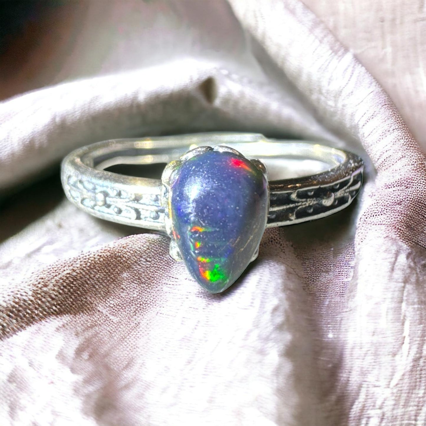 Opal 925 Adjustable Ring O04