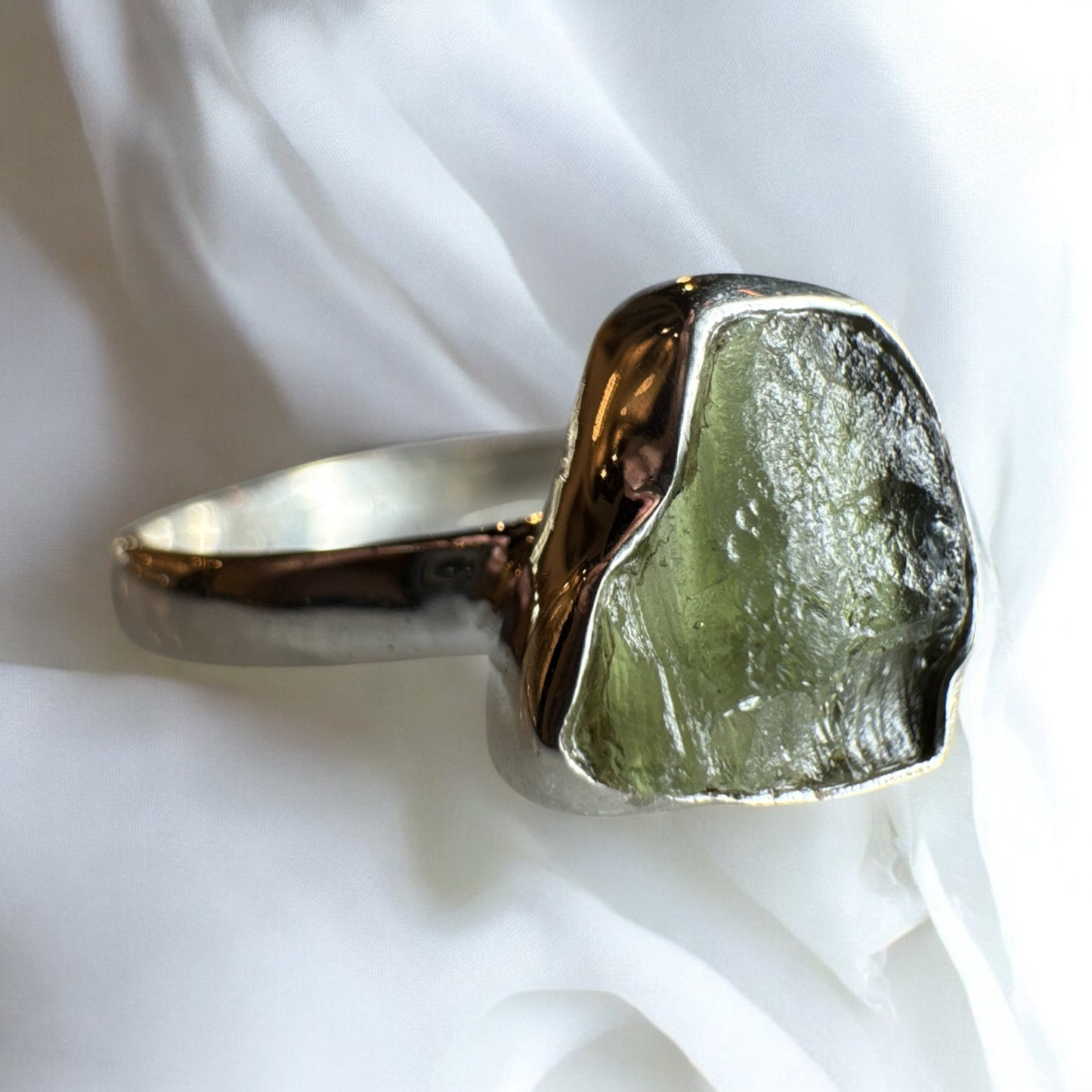 Moldavite 925 Silver Ring Size 10 MR5
