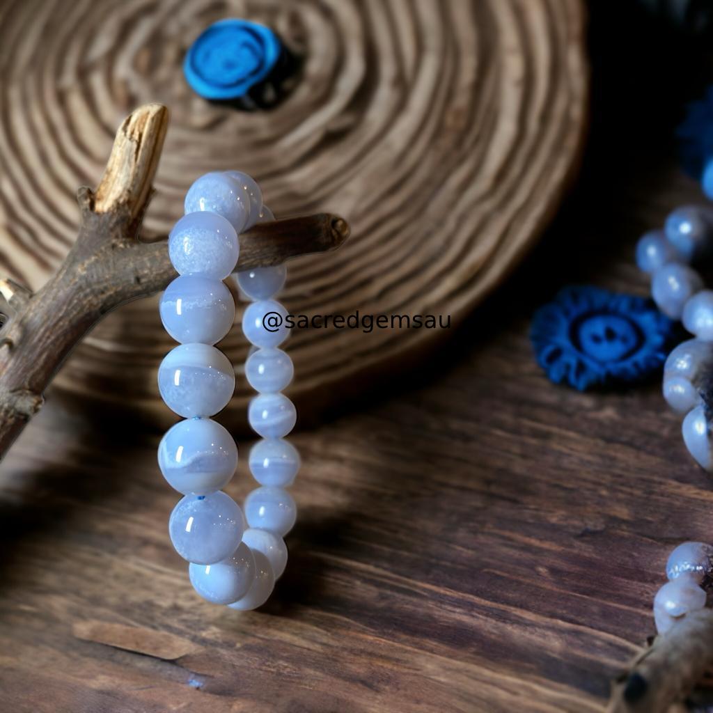 Blue Lace Agate 12mm Bracelet