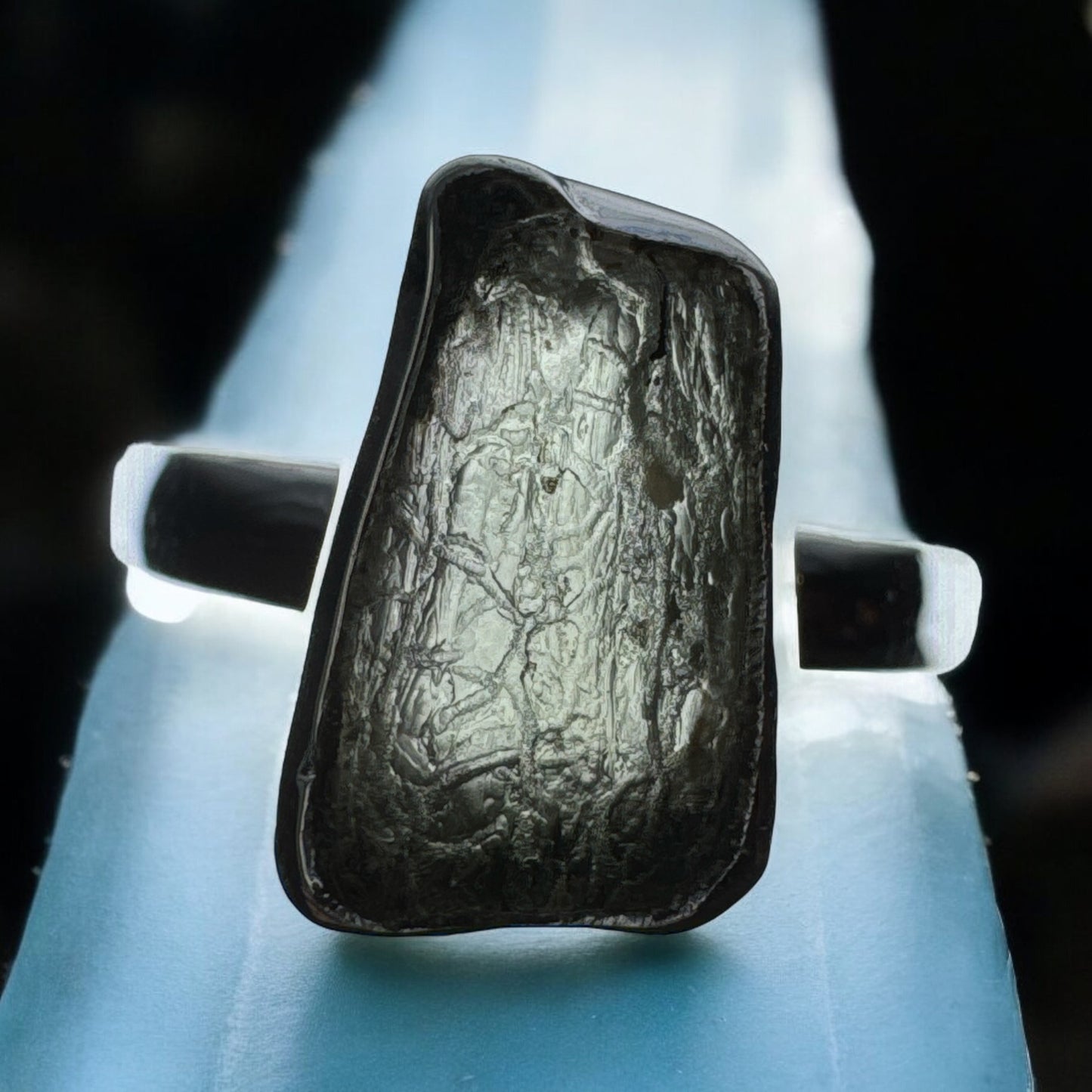 Moldavite 925 Silver Ring Size 8 MR3