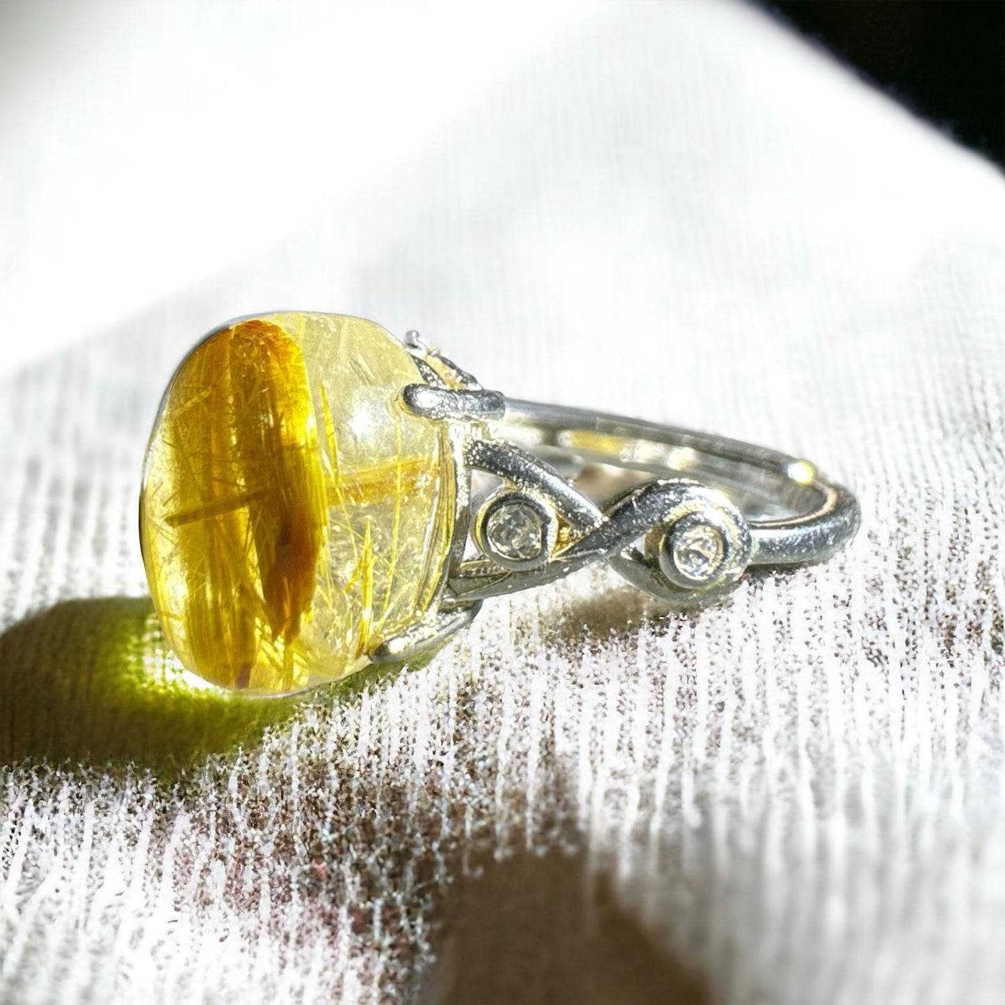 Golden Rutile 925 Adjustable Ring GR1
