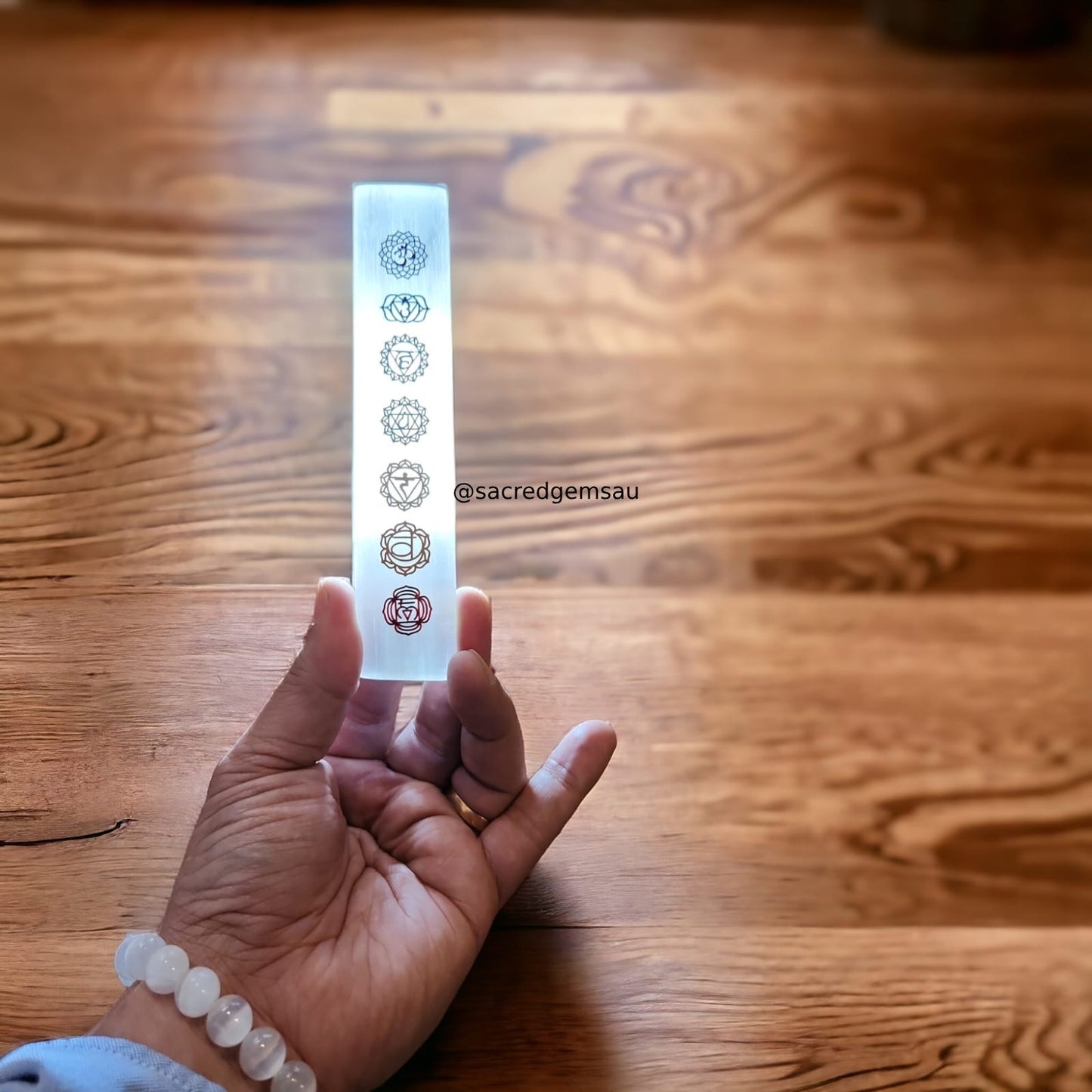Selenite 7 Chakra Wand