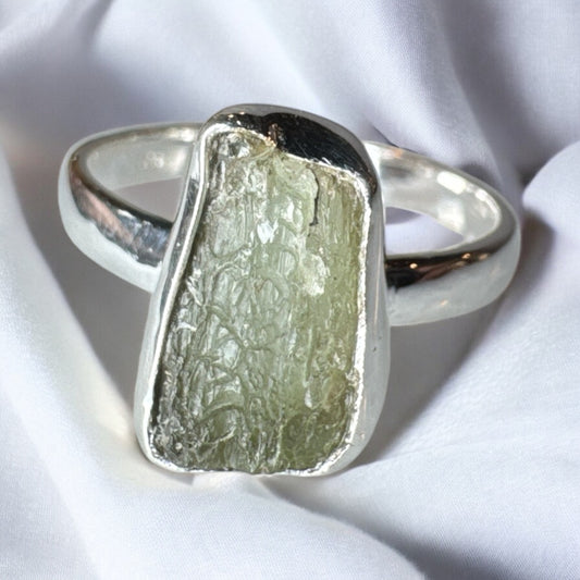 Moldavite 925 Silver Ring Size 8 MR3