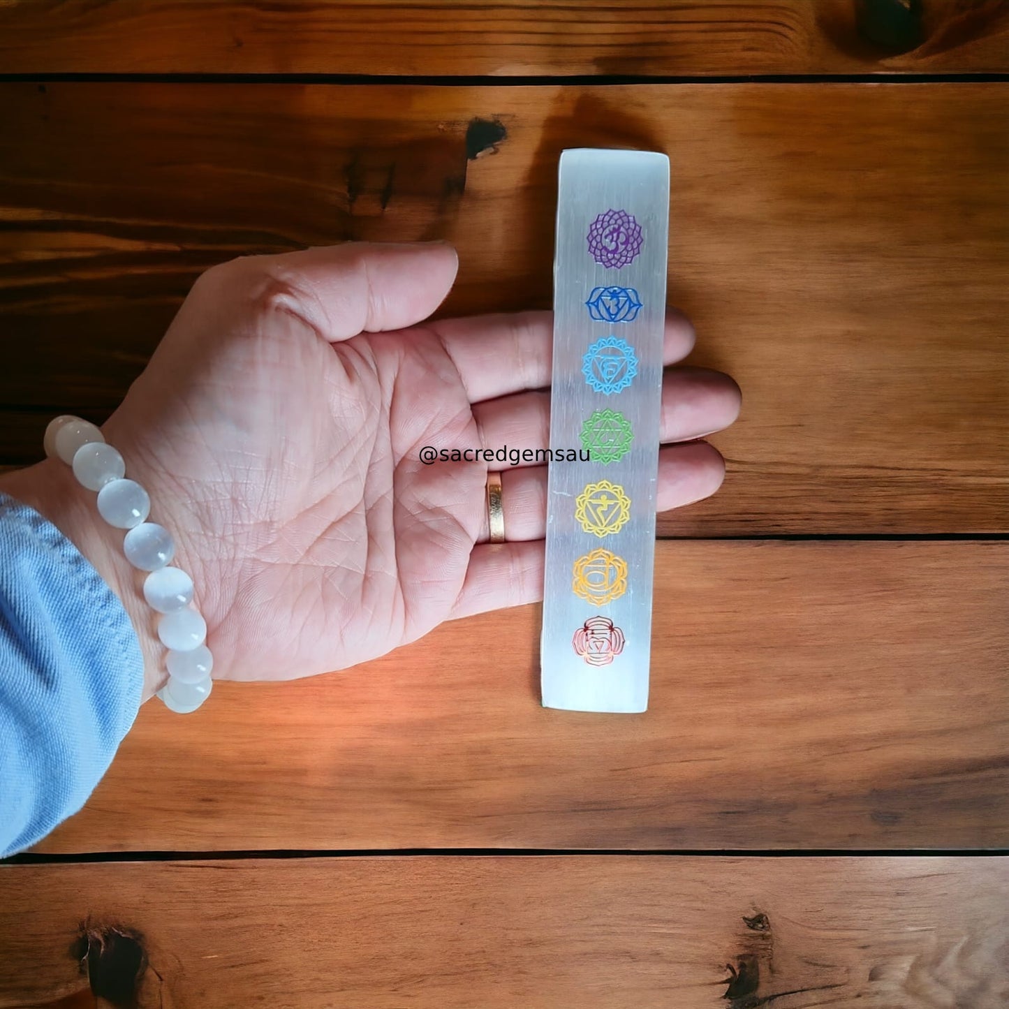 Selenite 7 Chakra Wand