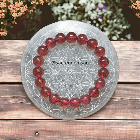Strawberry Quartz Bracelet High Grade 10mm