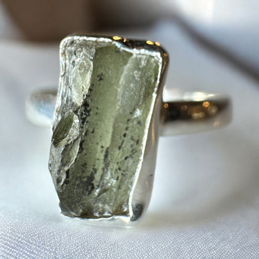 Moldavite 925 Silver Ring Size 9 MR4