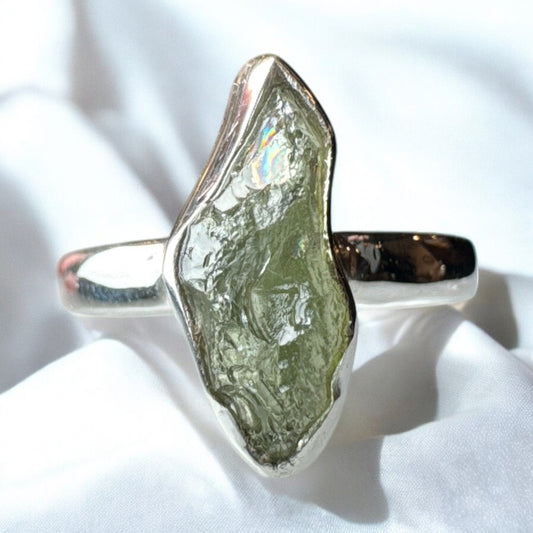 Moldavite 925 Silver Ring Size 7 MR2