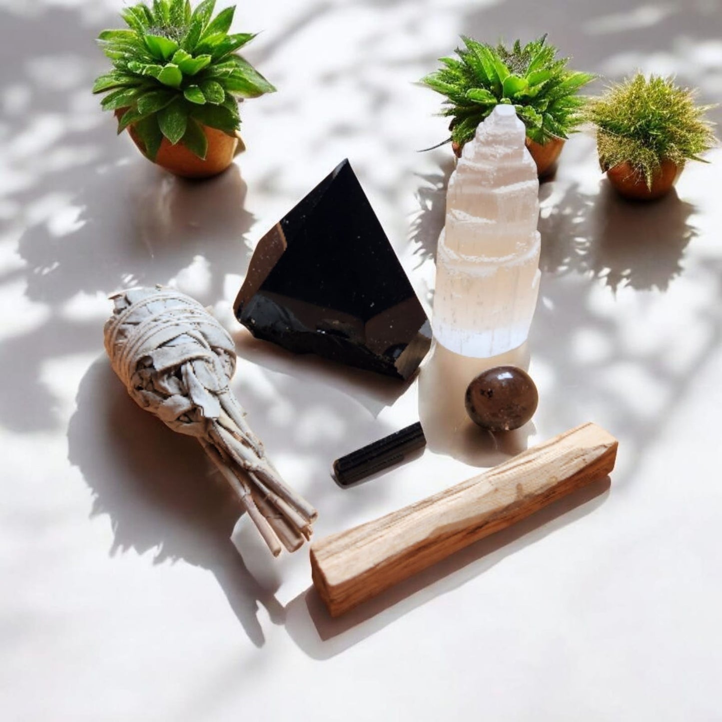 Sacred Gems – Protection Crystal Kit – Standard Edition full contents flat lay [variant:standard]
