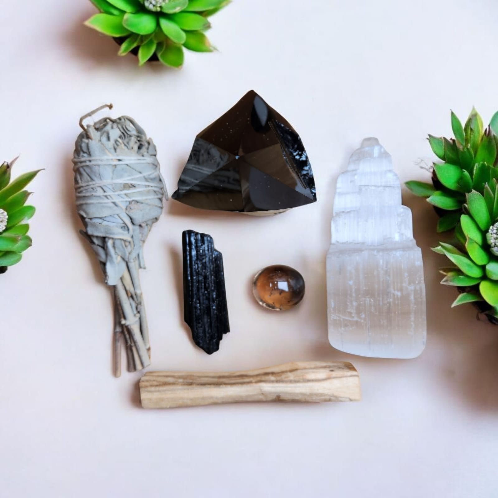 Sacred Gems – Protection Crystal Kit – Standard Edition full contents flat lay [variant:standard]
