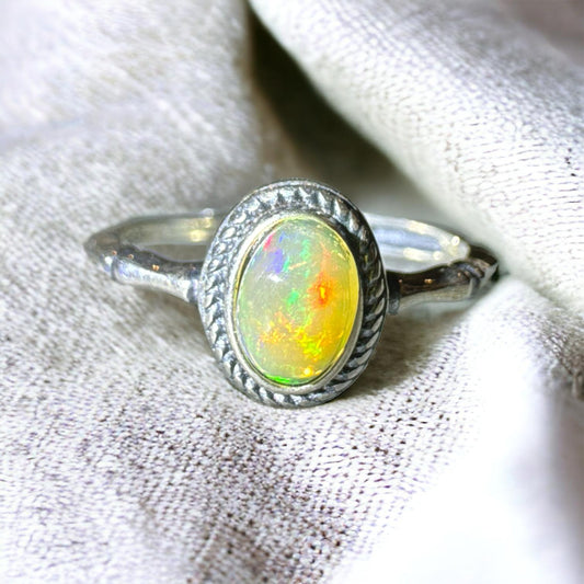 Opal 925 Adjustable Ring O01