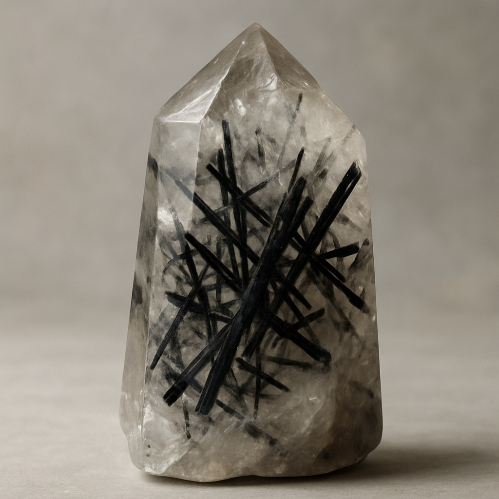 Tourmaline in Quartz (Tourmalinated Quartz) Meaning — Grounded Clarity & Integrated Protection